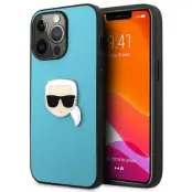 Karl Lagerfeld Läder Ikonik Karl`s Head Metal Skal iPhone 13 / 13 Pro - Blå