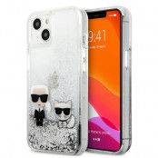 Karl Lagerfeld Liquid Glitter Karl&Choupette Skal iPhone 13 - Silver