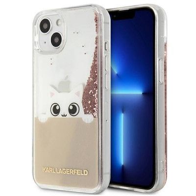 Karl Lagerfeld PEEK A BOO Liquid Glitter Skal iPhone 13 - Rosa