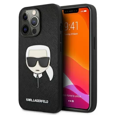 Karl Lagerfeld Saffiano Ikonik Karl`s Head Skl iPhone 13 / 13 Pro - Svart