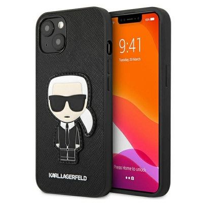 Karl Lagerfeld Saffiano Ikonik Karl`s Patch Skal iPhone 13 - Svart