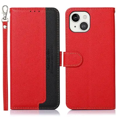 KHAZNEH iPhone 13 Plånboksfodral Konstläder - Röd