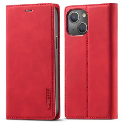 LC.IMEEKE iPhone 13 Plånboksfodral Konstläder - All-round Skydd - Röd