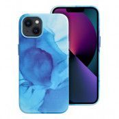 Leather Magsafe Skal för iPhone 13 med blått splash-mönster