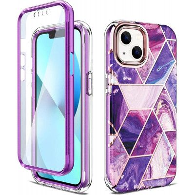 Marble Grid 360° Skal iPhone 13 - Lila