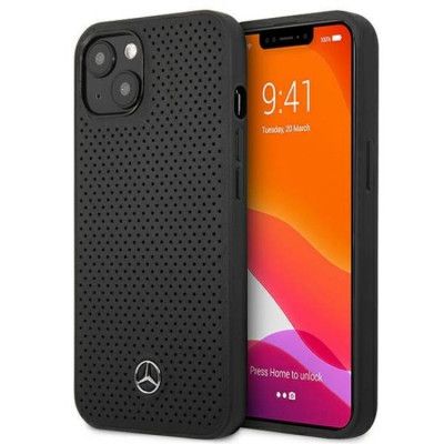 Mercedes iPhone 13 Skal Läder Perforated - Svart