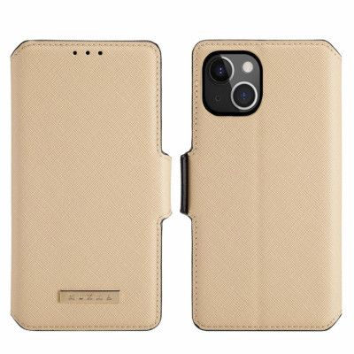 Muxma Saffiano Plånboksfodral till iPhone 13 - Beige