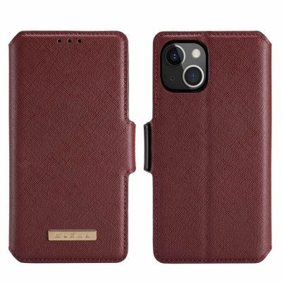 Muxma Saffiano Plånboksfodral till iPhone 13 - Röd