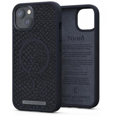 Njord Lax Magsafe Äkta Läder Skal iPhone 13 - Grå