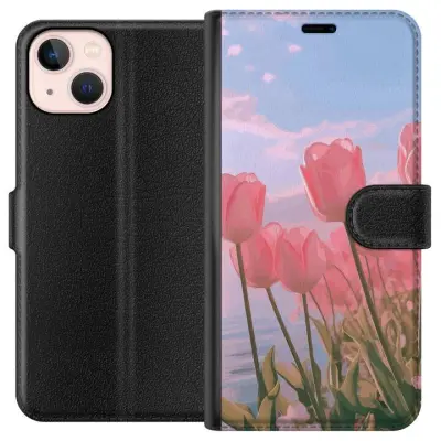 Plånboksfodral till Apple iPhone 13 med Rosa Tulpaner