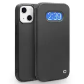 QIALINO iPhone 13 fodral Äkta Läder Cowhide - Svart