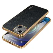 SULADA iPhone 13 Mobilskal PU Läder Svart Scratch-Resistant