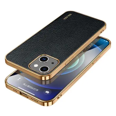 SULADA iPhone 13 Mobilskal PU Läder Svart Scratch-Resistant