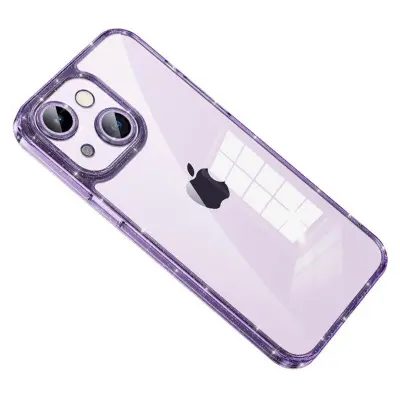 SULADA iPhone 13 Mobilskal Tempererat Glas + Glitter TPU Ram Lila