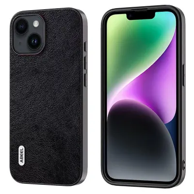 ABEEL iPhone 14 Plus Fodral Stöttålig Litchi Textur Svart