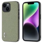 ABEEL iPhone 14 Plus Skal i Kolfiber PU Läder Grön