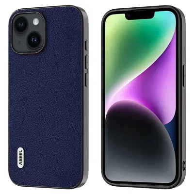 ABEEL iPhone 14 Plus Mobilskal Äkta Läder Blå