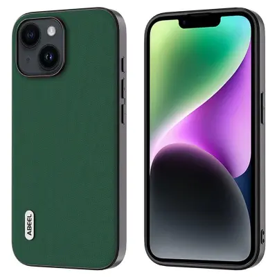 ABEEL iPhone 14 Plus Mobilskal Shockproof Äkta Läder Grön