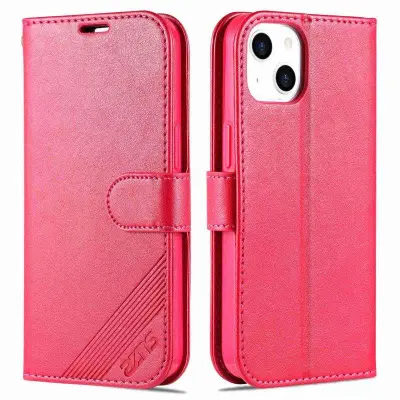 AZNS iPhone 14 Plus Plånboksfodral i Konstläder - Röd