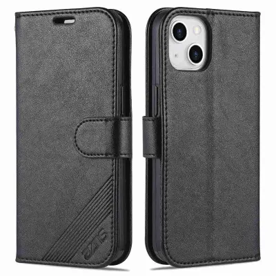 AZNS iPhone 14 Plus Plånboksfodral i Konstläder - Svart - Stöttålig Flip Wallet