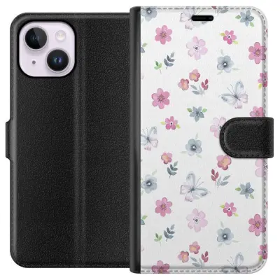 Plånboksfodral till Apple iPhone 14 Plus med Blommor och fjärillar