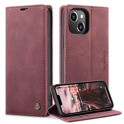 CASEME 013 Flip Case för iPhone 14 Plus 6.7 tum Röd