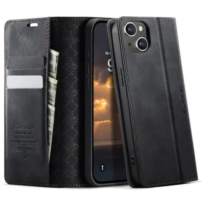 CASEME 033 iPhone 14 Plus Fodral RFID-Skydd Konstläder Svart
