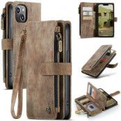 CASEME iPhone 14 Plus Plånboksfodral C30 Zipper - Brun