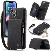 CASEME iPhone 14 Plus Plånboksfodral C20 Zipper Kickstand - Svart