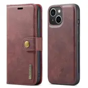 DG.MING iPhone 14 Plus Plånboksfodral i Äkta läderMagnetisk Röd