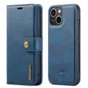 DG.MING iPhone 14 Plus Plånboksfodral Äkta läder Magnet Blå