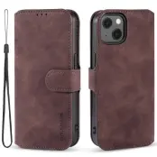 DG.MING iPhone 14 Plus Konstläder Plånboksfodral Retro Stil Brun 6.7 tum