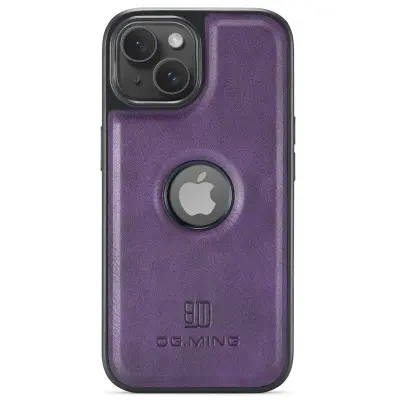 DG.MING Mobilskal till iPhone 14 Plus Anti-Fall Läder Coated Lila