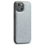 DG.MING Mobilskal till iPhone 14 Plus Glitter Läder+PC+TPU Silver