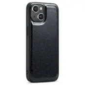 DG.MING Mobilskal till iPhone 14 Plus Glitter Läder+PC+TPU Svart