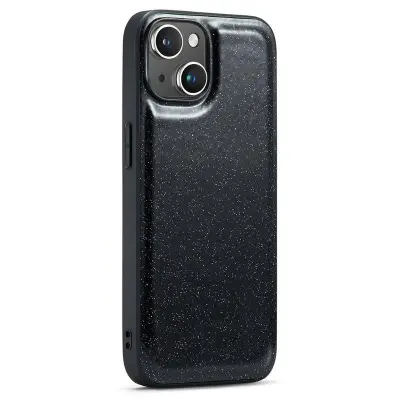DG.MING Mobilskal till iPhone 14 Plus Glitter Läder+PC+TPU Svart