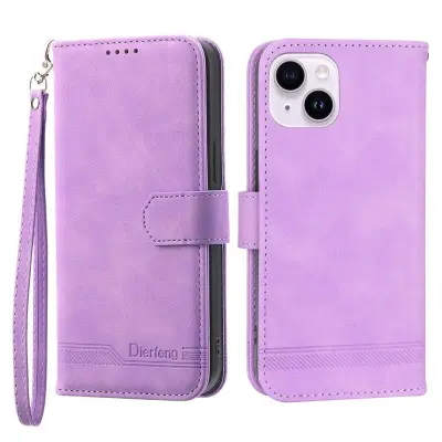 DIERFENG DF-03 iPhone 14 Plus Plånboksfodral Konstläder - Lila