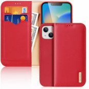 Dux Ducis iPhone 14 Plus Plånboksfodral Äkta Läder Hivo Flip - Röd