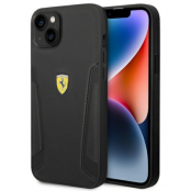 Ferrari iPhone 14 Plus Skal Läder Stamp Sides - Svart