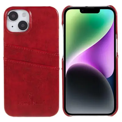 FIERRE SHANN iPhone 14 Plus Fodral i Olja Vaxad KonstLäder - Röd