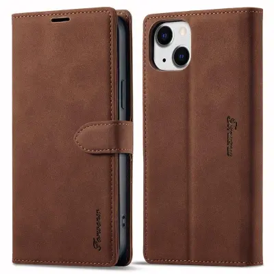 FORWENW iPhone 14 Plus F1 Series Flip Plånboksfodral Konstläder - Brun