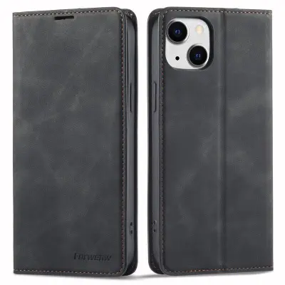 FORWENW iPhone 14 Plus Mobilskal i Skinvänligt Konstläder - Svart