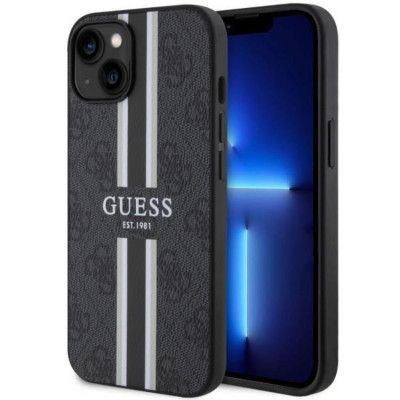 Guess iPhone 14 Plus Mobilskal MagSafe Printed Stripe Svart