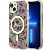 Guess iPhone 14 Plus Mobilskal MagSafe Flower - Rosa