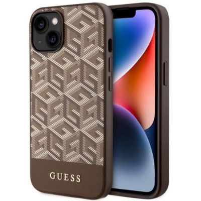 Guess iPhone 14 Plus Mobilskal MagSafe GCube Stripes - Brun