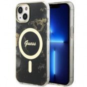 Guess iPhone 14 Plus Mobilskal MagSafe Guld Marble - Svart