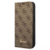 GUESS iPhone 14 Plus Plånboksfodral 4G Vintage Gold Logo - Brun