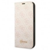 GUESS iPhone 14 Plus Plånboksfodral 4G Vintage Gold Logo - Rosa