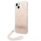 GUESS iPhone 14 Plus Skal 4G Print Strap - Rosa