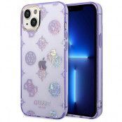 GUESS iPhone 14 Plus Skal Peony Liquid Glitter - Lila